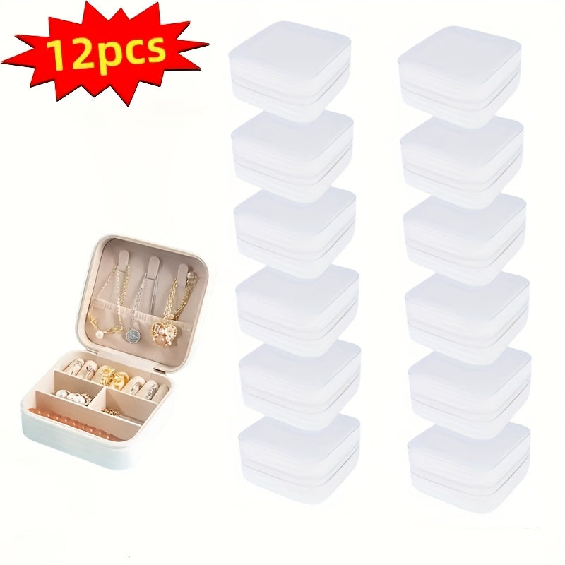 12pcs Black and White Combination Jewelry Box, Faux Leather Accessory Organizer, Portable Earring Storage Case, Perfect for Travel and Daily Use, Ideal as a Bridesmaid Proposal Gift Set, Suitable for Valentine's Day and New Year Gifts
