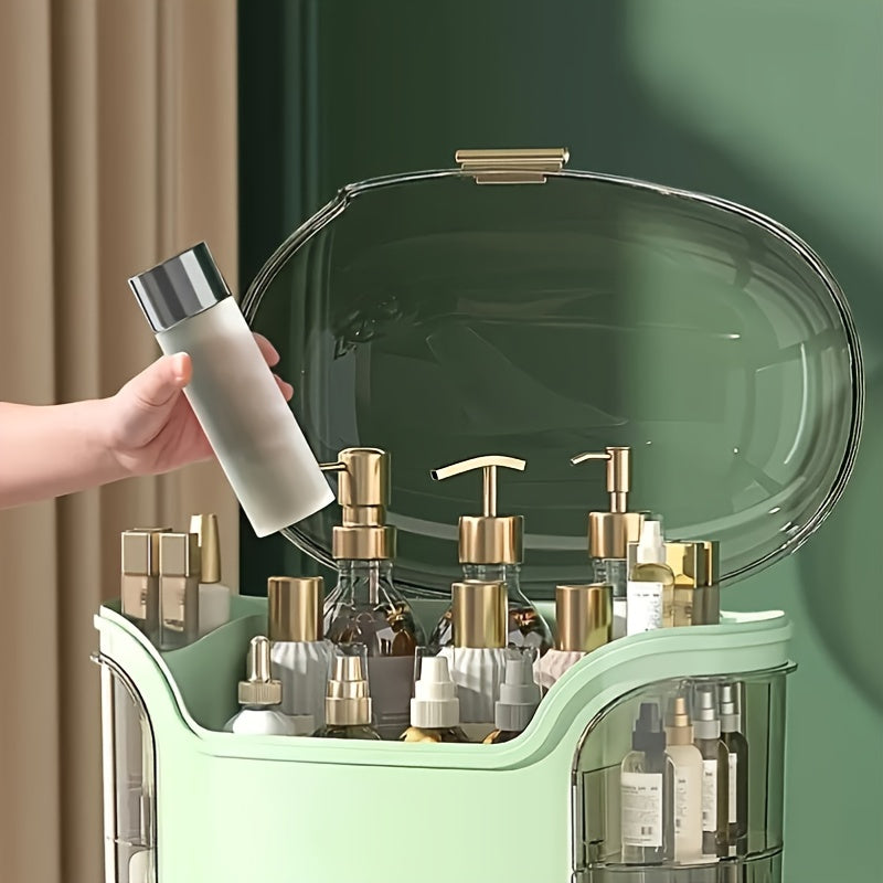 Acrylic Cosmetic Organizer, Multi-Functional Dust-Proof Skincare Jewelry Storage Box, Large Capacity Clear Makeup Display Case, Space-Saving Home Organizer for Bathroom, Office, and Dorm Essentials