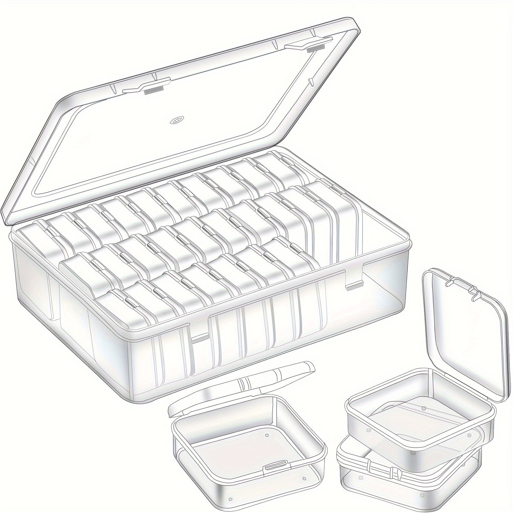 20/30pcs 30 Small Clear Plastic Boxes in Large Box: Portable Travel Storage Set for Jewelry, Crafts, and Small Items - DIY Crafts, Beading Storage, Beading & Jewelry Making