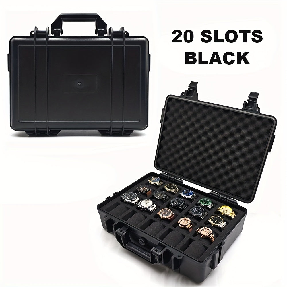 1pc Premium Watch Jewelry Storage Box, Protective Case, Portable ABS/PP Material Watch And Jewelry Storage Box, Suitcase, Pressure-Resistant And Drop-Proof, Waterproof And Dustproof. Large Capacity with Designs for Up to 12/20/30 Slots. Available in Blue,