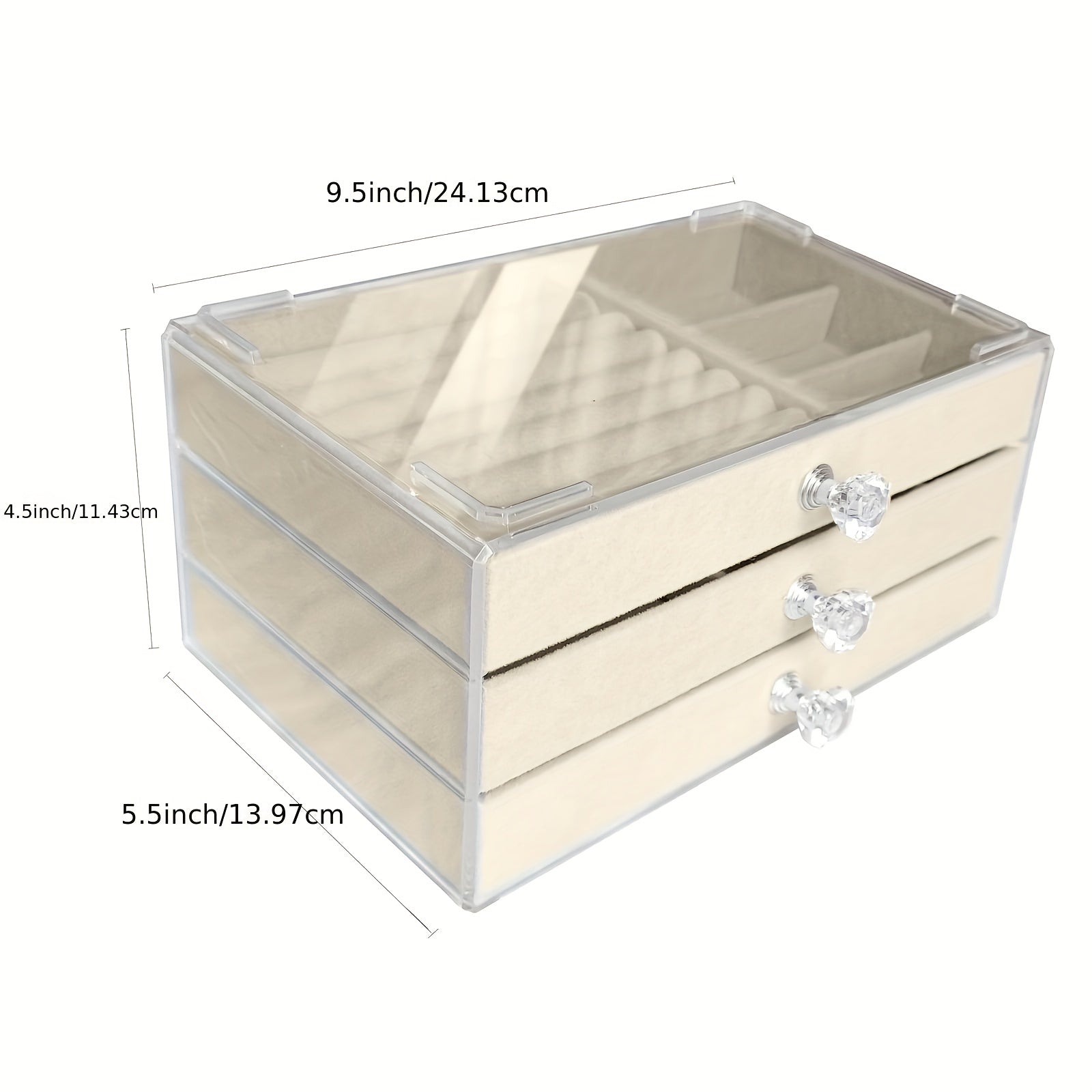 2pcs Jewelry Storage Box Set Three-layer Portable with Glass Lid Organizer for Earrings Display and Ring Display