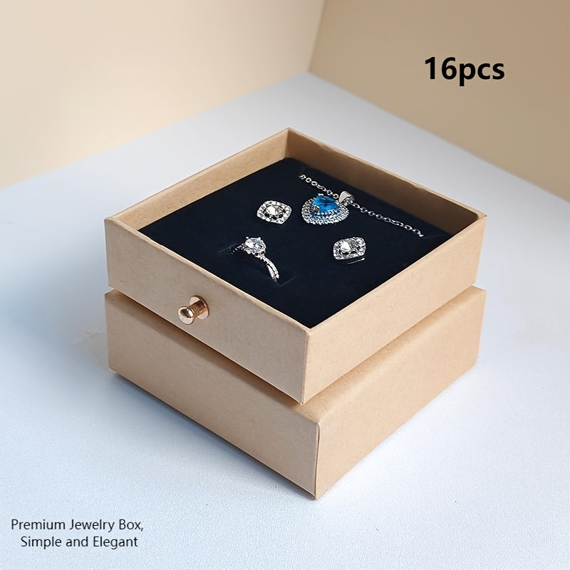 16pcs Fashion Minimalist Drawer Jewelry Boxes, Paper Material with Velvet Interior, Suitable for Storing Necklaces, Bracelets, Rings, Pendants, Earrings, Studs Also Great for Jewelry Display, Souvenir or Gift Packaging, A Surprise Gift for Girlfriend