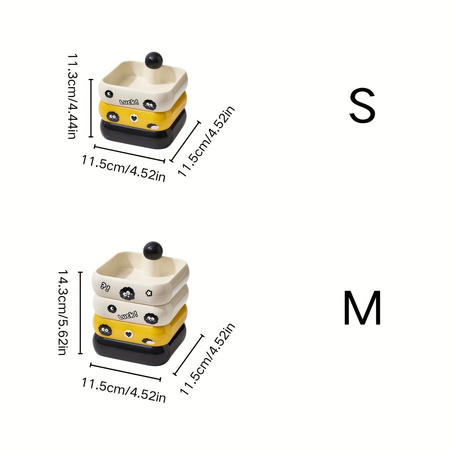 3-Tier/4-Tier Rotating Jewelry Organizer Box with Cute Black Bean Design - Contrast Color Lids, Dustproof Plastic Storage for Dressing Table & Desktop Accessories, Jewelry Boxes, Playful Design, Stackable Compartments, Jewelry Boxes