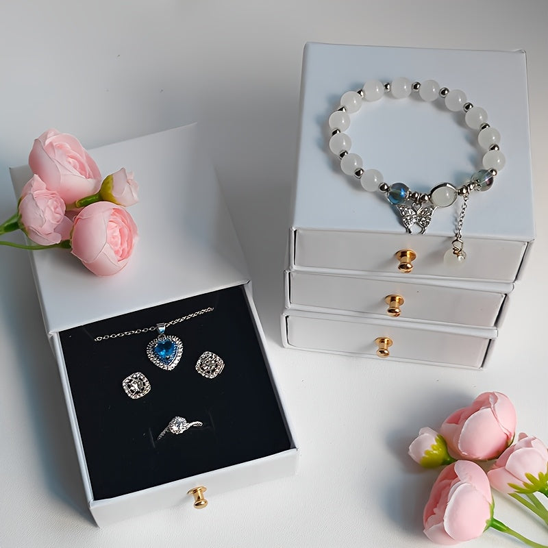 16pcs Fashion Minimalist Drawer Jewelry Boxes, Paper Material with Velvet Interior, Suitable for Storing Necklaces, Bracelets, Rings, Pendants, Earrings, Studs Also Great for Jewelry Display, Souvenir or Gift Packaging, A Surprise Gift for Girlfriend