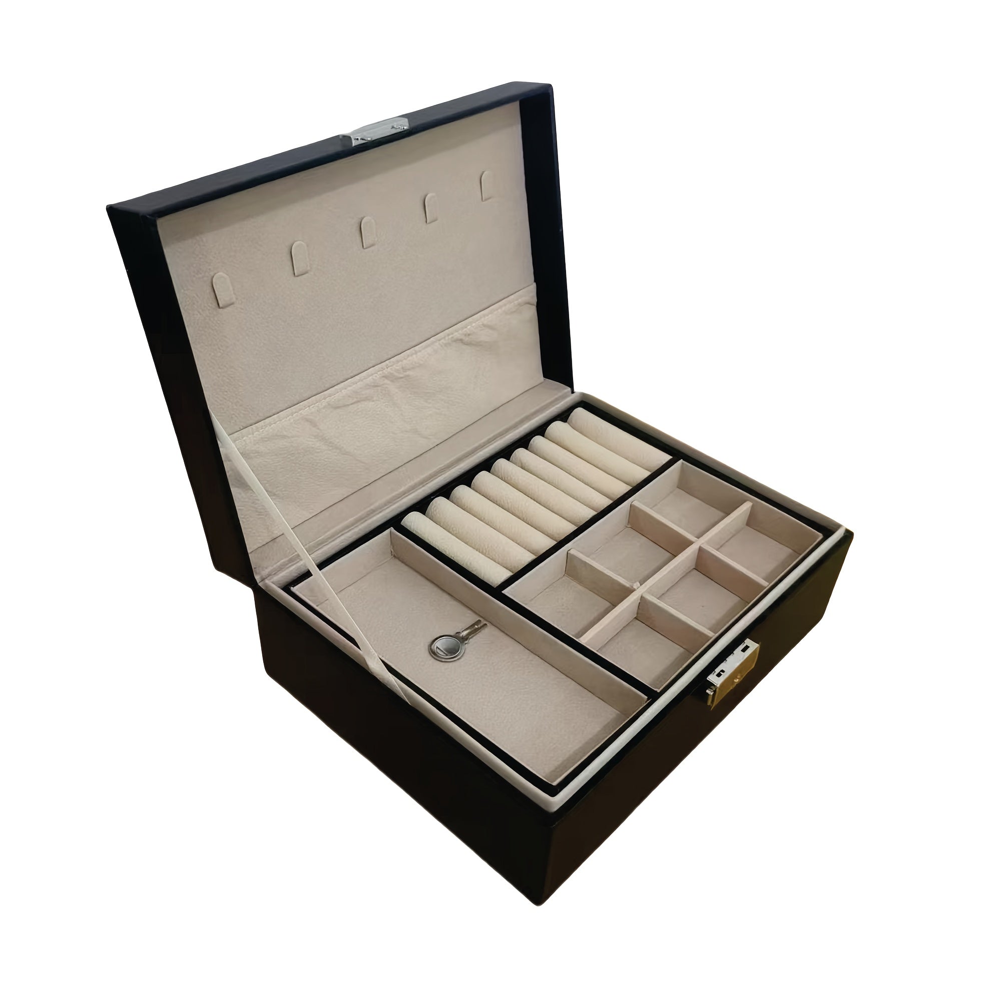 High-End Vintage Faux Leather Multi-Layer Jewelry Box with Drawers and Soft Lining, Large Capacity for Necklaces, Earrings, Rings, and Watches, Suitable for Bedroom or Dressing Room, Desktop Storage Function, Perfect Home Decor and Holiday Gift, Various