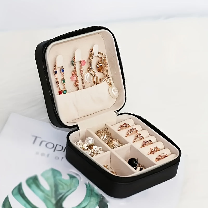 12pcs Black and White Combination Jewelry Box, Faux Leather Accessory Organizer, Portable Earring Storage Case, Perfect for Travel and Daily Use, Ideal as a Bridesmaid Proposal Gift Set, Suitable for Valentine's Day and New Year Gifts