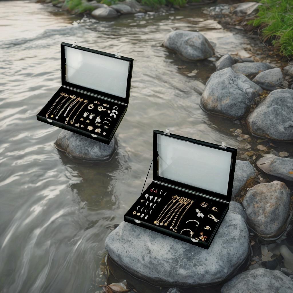 Luxury Black Velvet Jewelry Organizer Box with Transparent Glass Lid - Spacious Multi-Compartment Design for Earrings, Necklaces, Bracelets - Elegant Gift for Mother'S Day, Anniversary, or Best Friend, Jewelry Box, Jewelry Making Display & Packaging