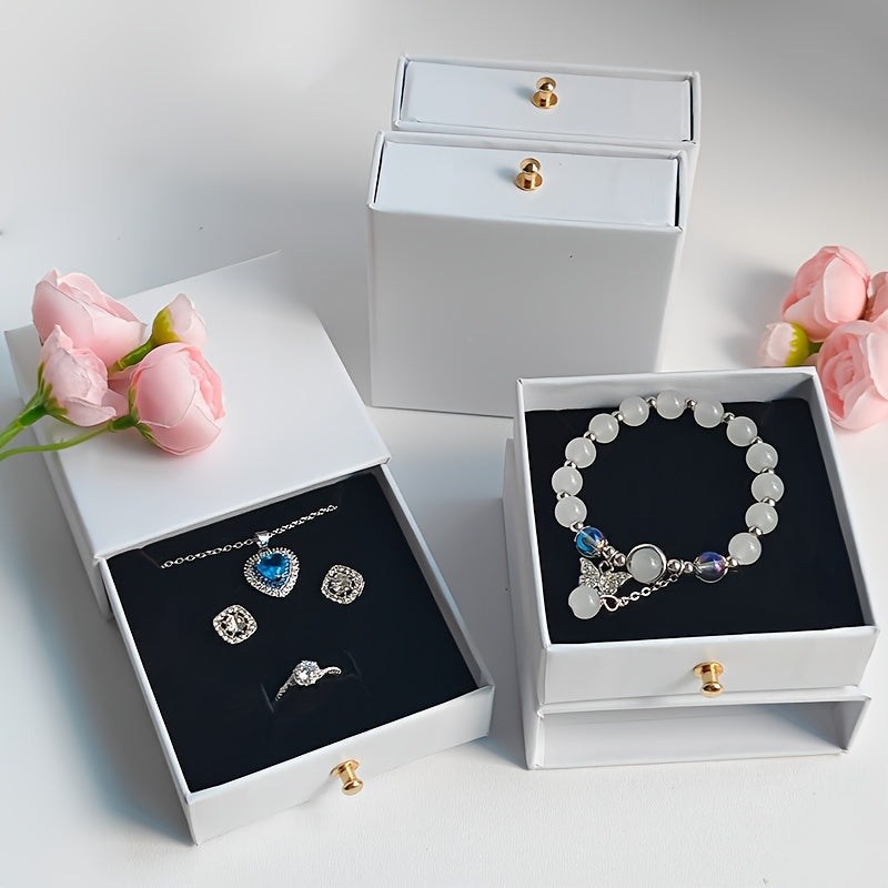 16pcs Fashion Minimalist Drawer Jewelry Boxes, Paper Material with Velvet Interior, Suitable for Storing Necklaces, Bracelets, Rings, Pendants, Earrings, Studs Also Great for Jewelry Display, Souvenir or Gift Packaging, A Surprise Gift for Girlfriend