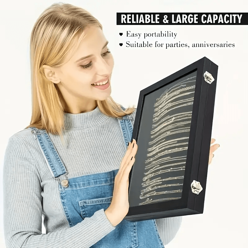 Luxury Black Velvet Jewelry Organizer Box with Transparent Glass Lid - Spacious Multi-Compartment Design for Earrings, Necklaces, Bracelets - Elegant Gift for Mother'S Day, Anniversary, or Best Friend, Jewelry Box, Jewelry Making Display & Packaging