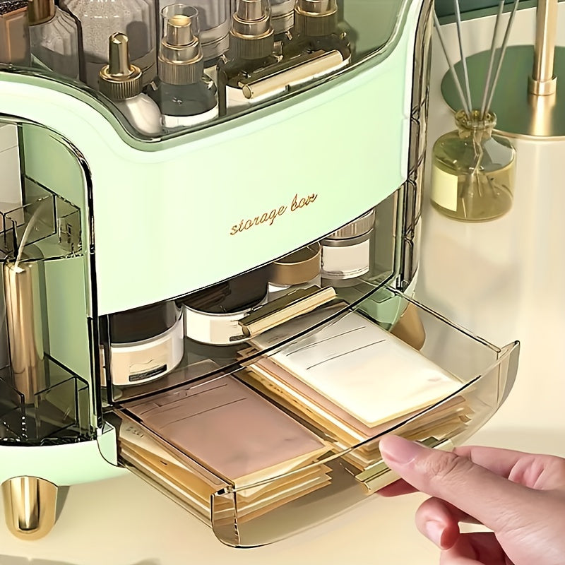 Acrylic Cosmetic Organizer, Multi-Functional Dust-Proof Skincare Jewelry Storage Box, Large Capacity Clear Makeup Display Case, Space-Saving Home Organizer for Bathroom, Office, and Dorm Essentials