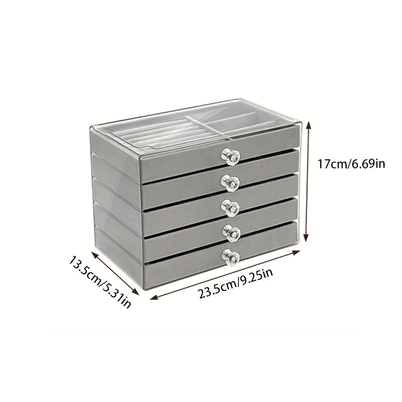 Five-Layer Jewelry Storage Box, Jewelry Organizer, Jewelry Rack, Tray, Jewelry Box with Lockable Storage Box, Multi-Layer Lockable Pearl Jewelry Box, Double Drawer Jewelry Box, Suitable for 10 Occasions Lockable Rings, Earrings, Bracelets, Necklaces