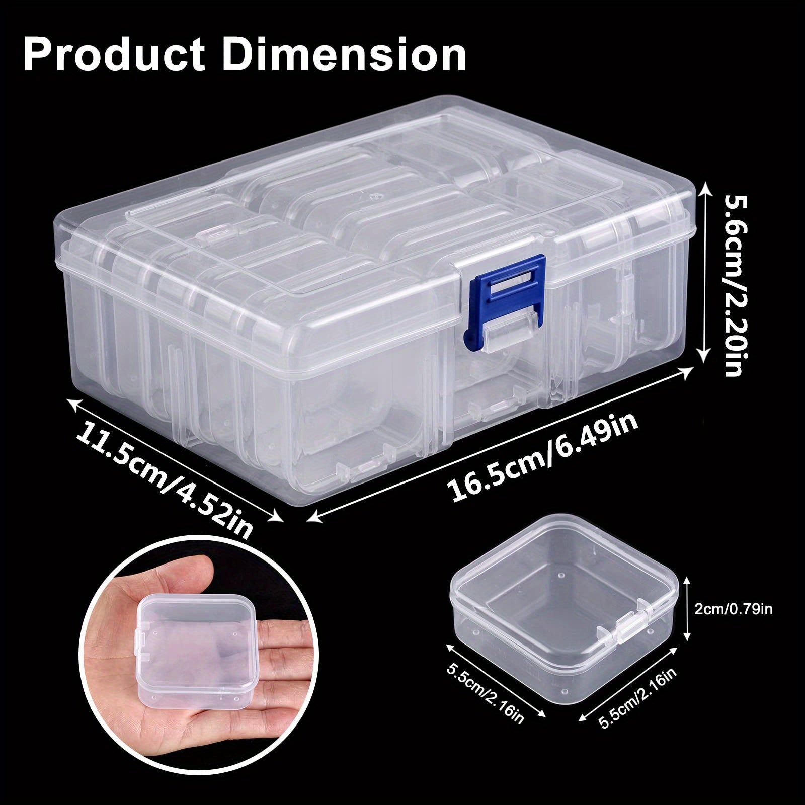 Adjustable Transparent Plastic Storage Box, Small Container, Durable, Multi-Functional, Glam Style, Rectangle Shape, Lockable, with Buckle Closure, Made of Plastic, for Beads, Jewelry, Handicrafts, Jewelry Boxes