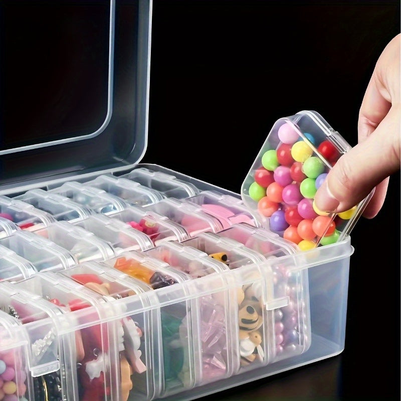 Adjustable Transparent Plastic Storage Box, Small Container, Durable, Multi-Functional, Glam Style, Rectangle Shape, Lockable, with Buckle Closure, Made of Plastic, for Beads, Jewelry, Handicrafts, Jewelry Boxes