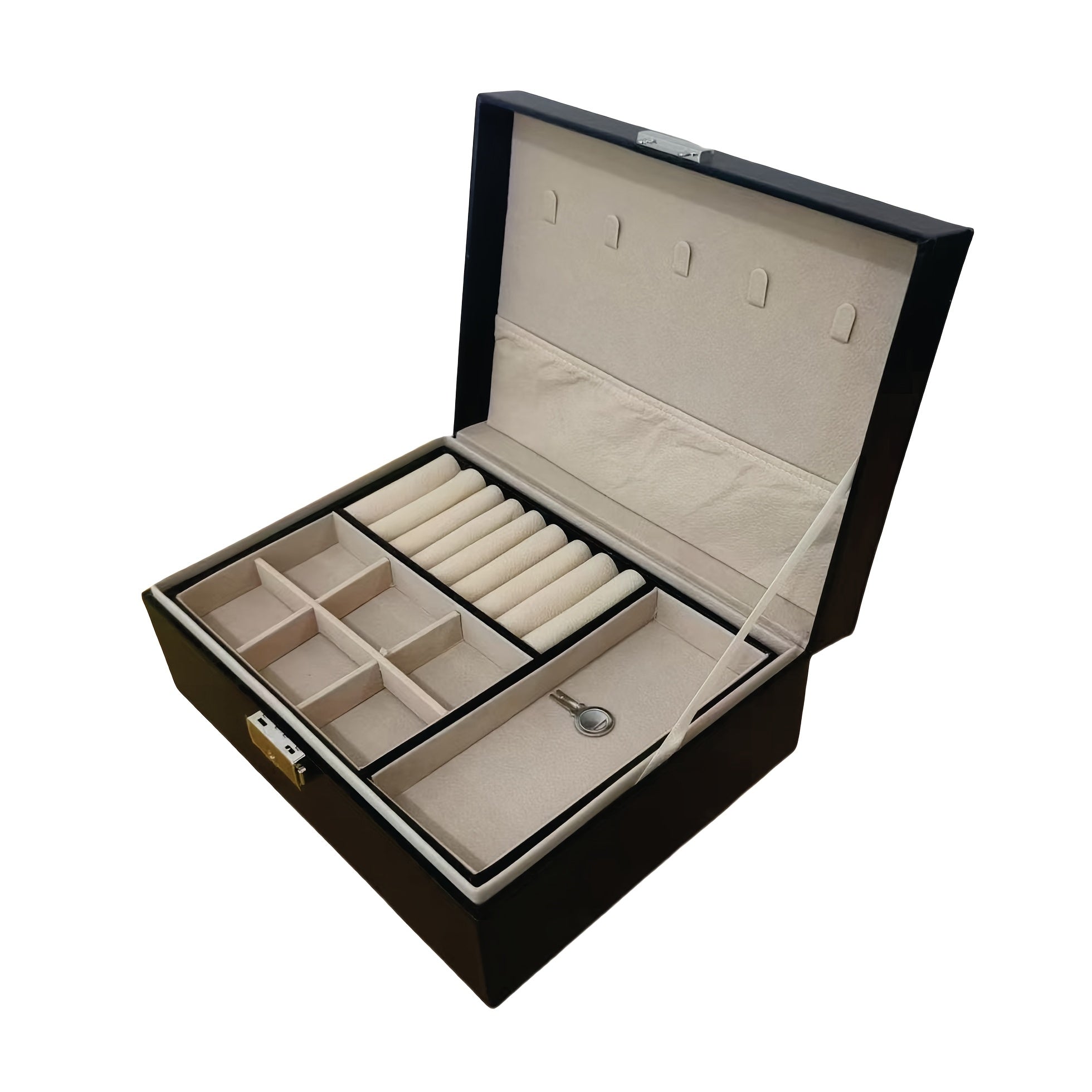 Vintage Elegant Jewelry Organizer Box with Soft Beige/Lined Interior - Multi-Layer Storage for Necklaces, Earrings, Rings, Watches - Elegant Jewelry Case for Wedding, Home Decor, Birthday/Anniversary Gift - Durable PU Leather Construction, Wedding