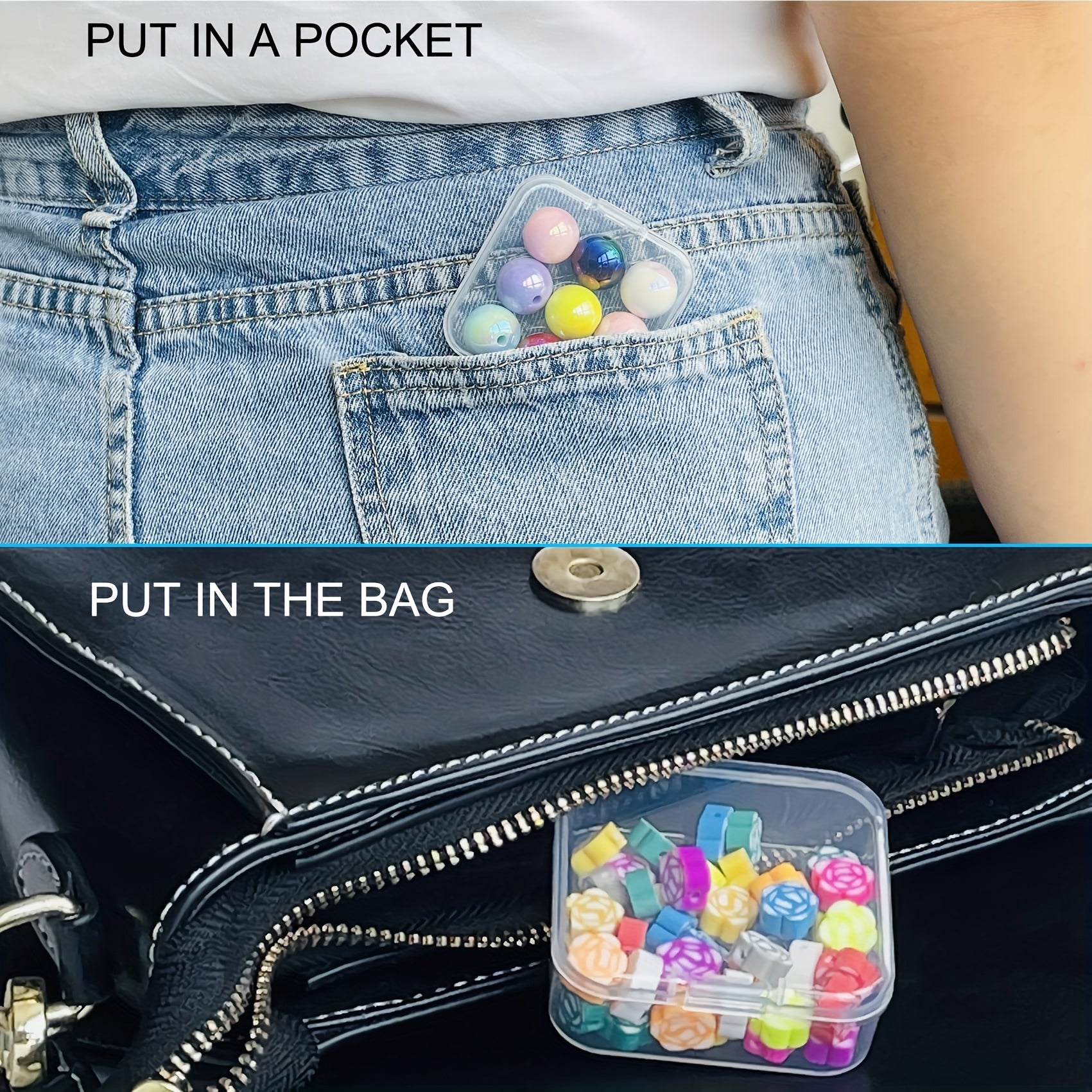 20/30pcs/set of rectangular plastic storage box, transparent multifunctional portable storage box, handicraft organizer, used for hair accessories jewelry, necklaces, rings, DIY handmade rice beads classification storage containers, art nail polish