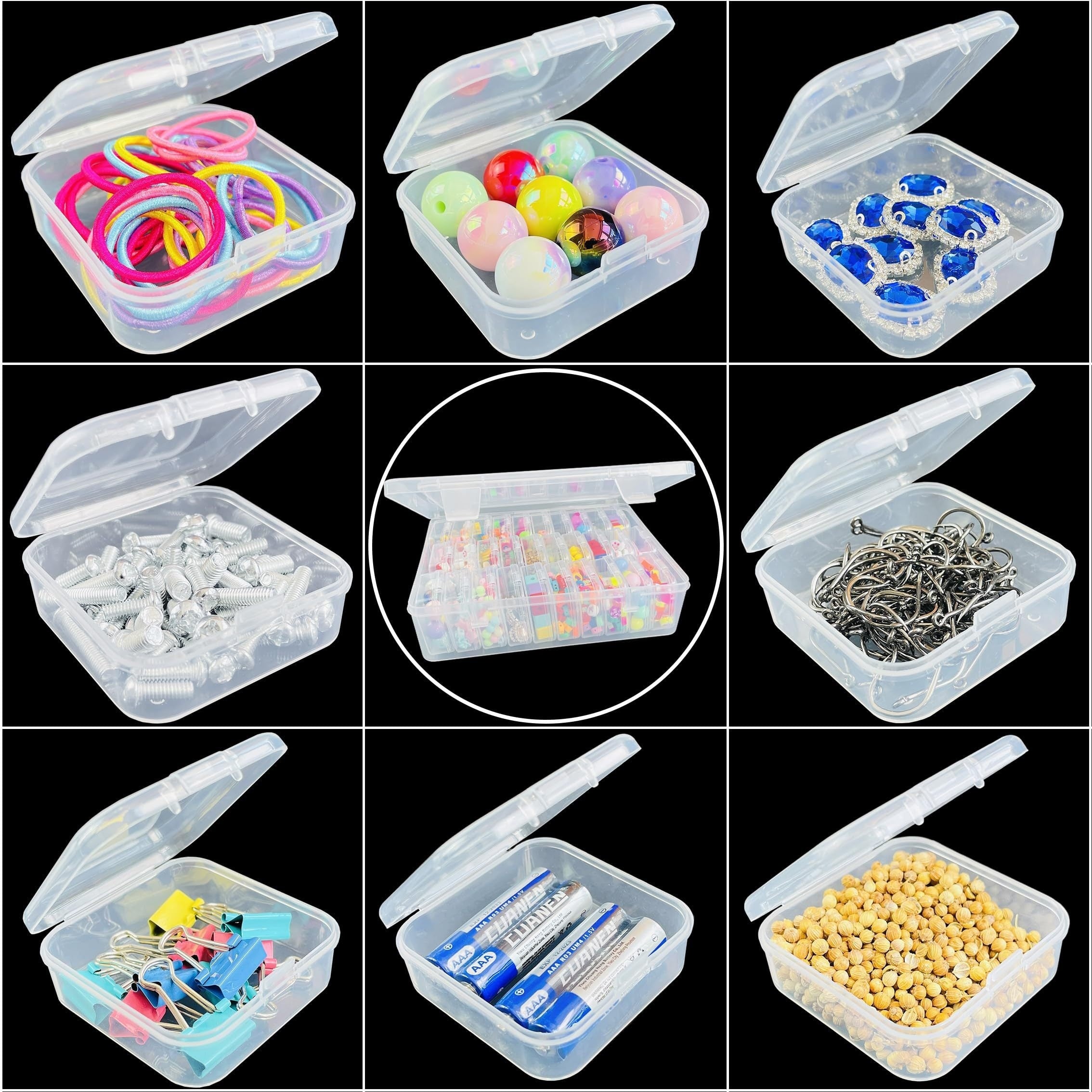 20/30pcs/set of rectangular plastic storage box, transparent multifunctional portable storage box, handicraft organizer, used for hair accessories jewelry, necklaces, rings, DIY handmade rice beads classification storage containers, art nail polish