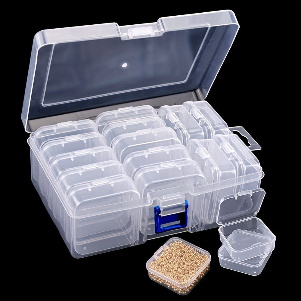 Adjustable Transparent Plastic Storage Box, Small Container, Durable, Multi-Functional, Glam Style, Rectangle Shape, Lockable, with Buckle Closure, Made of Plastic, for Beads, Jewelry, Handicrafts, Jewelry Boxes