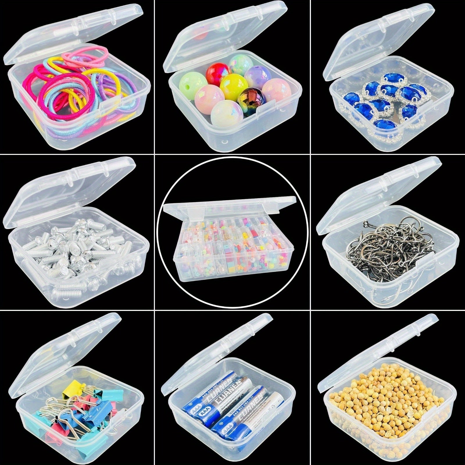 30pcs Plastic Storage Box Organizer Set - Transparent, Stackable Bins with Lock-Tight Latches for Crafts, Beads, Jewelry, Hardware, And Small Accessories,Diy Crafts,Beading Storage,Beading&Jewelry Making