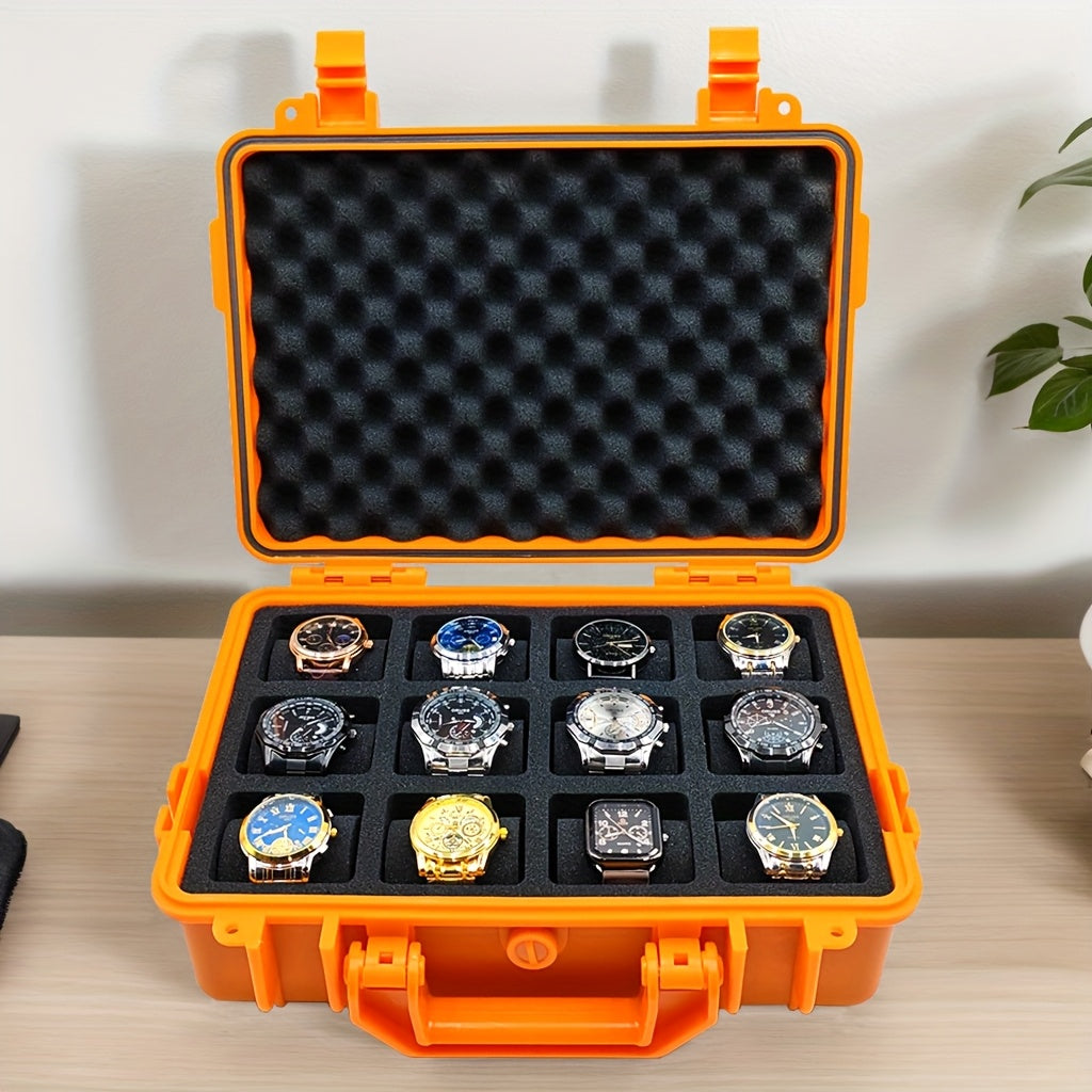 1pc Premium Watch Jewelry Storage Box, Protective Case, Portable ABS/PP Material Watch And Jewelry Storage Box, Suitcase, Pressure-Resistant And Drop-Proof, Waterproof And Dustproof. Large Capacity with Designs for Up to 12/20/30 Slots. Available in Blue,