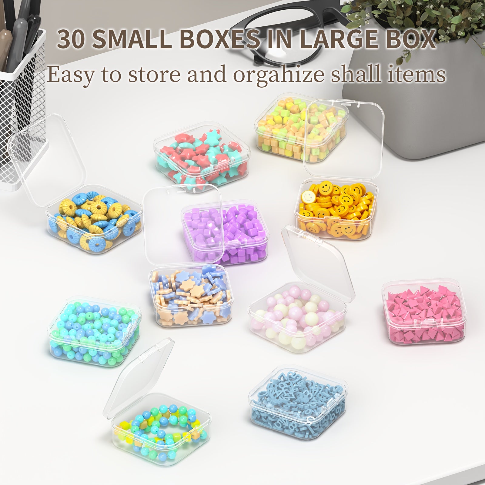 30/60pcs Of Small Jewelry Storage Boxes And Plastic Storage Boxes, Mini Transparent Jewelry Storage Boxes with Opening And Closing Lids And Rectangles, for Making DIY Jewelry Craft Nails for Bracelets