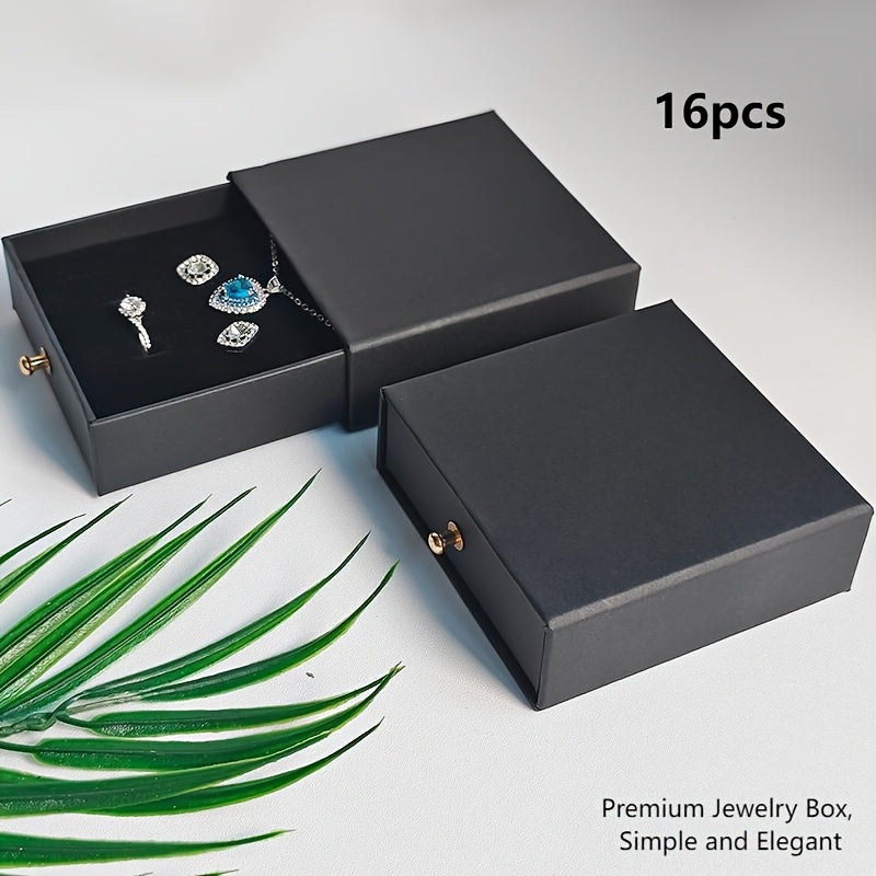 16pcs Fashion Minimalist Drawer Jewelry Boxes, Paper Material with Velvet Interior, Suitable for Storing Necklaces, Bracelets, Rings, Pendants, Earrings, Studs Also Great for Jewelry Display, Souvenir or Gift Packaging, A Surprise Gift for Girlfriend