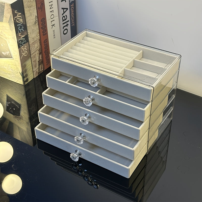 Five-Layer Jewelry Storage Box, Jewelry Organizer, Jewelry Rack, Tray, Jewelry Box with Lockable Storage Box, Multi-Layer Lockable Pearl Jewelry Box, Double Drawer Jewelry Box, Suitable for 10 Occasions Lockable Rings, Earrings, Bracelets, Necklaces
