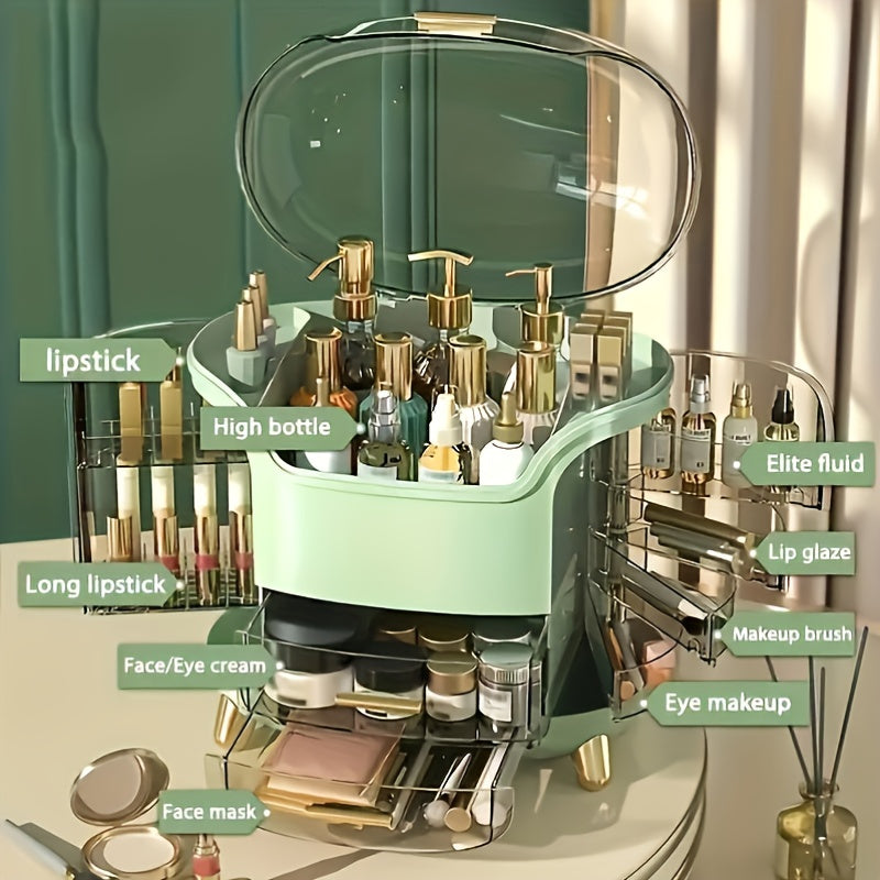Acrylic Cosmetic Organizer, Multi-Functional Dust-Proof Skincare Jewelry Storage Box, Large Capacity Clear Makeup Display Case, Space-Saving Home Organizer for Bathroom, Office, and Dorm Essentials