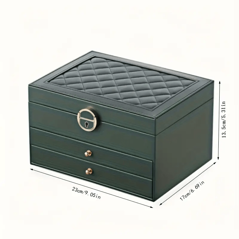 High-End Vintage Faux Leather Multi-Layer Jewelry Box with Drawers and Soft Lining, Large Capacity for Necklaces, Earrings, Rings, and Watches, Suitable for Bedroom or Dressing Room, Desktop Storage Function, Perfect Home Decor and Holiday Gift, Various