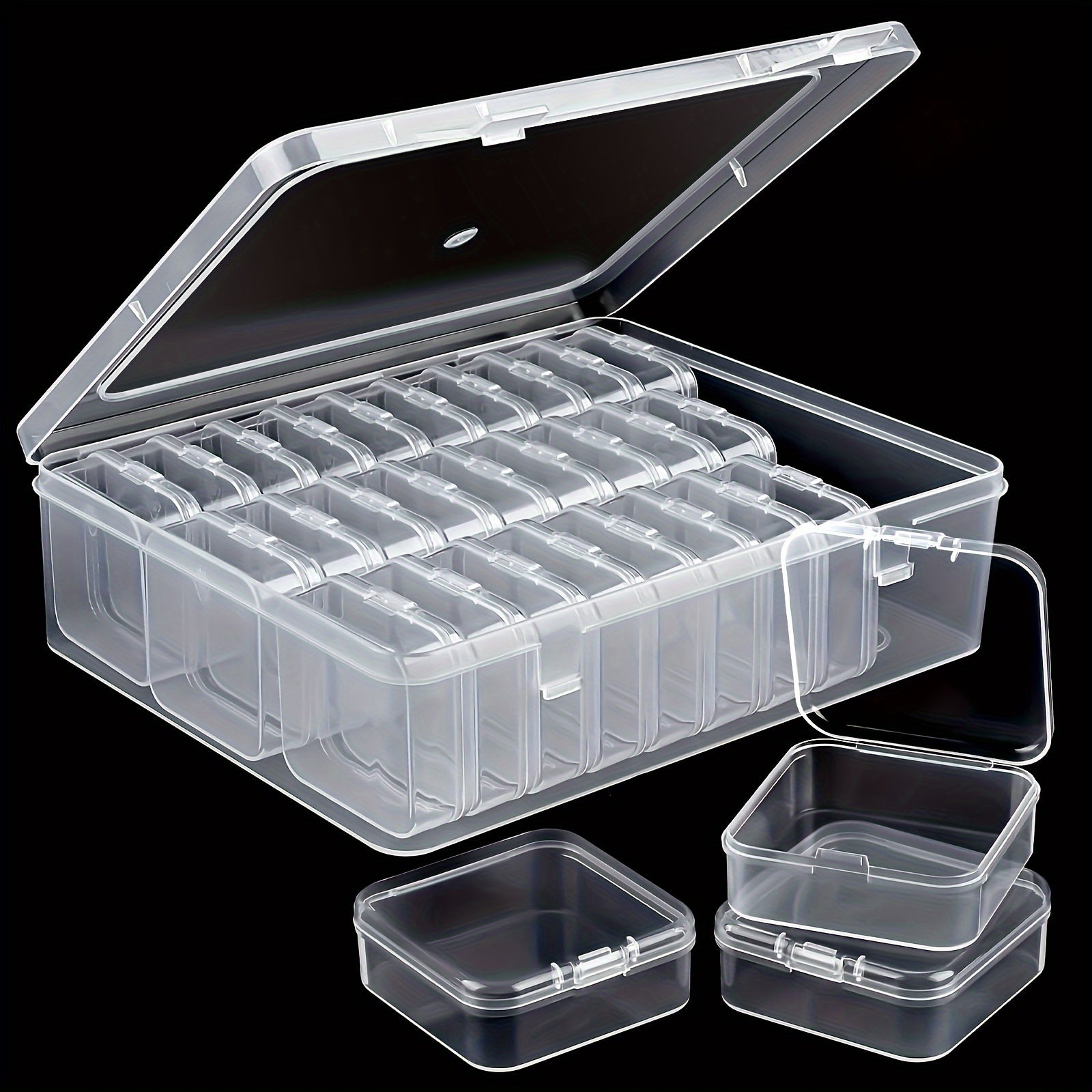 30pcs Plastic Storage Box Organizer Set - Transparent, Stackable Bins with Lock-Tight Latches for Crafts, Beads, Jewelry, Hardware, And Small Accessories,Diy Crafts,Beading Storage,Beading&Jewelry Making