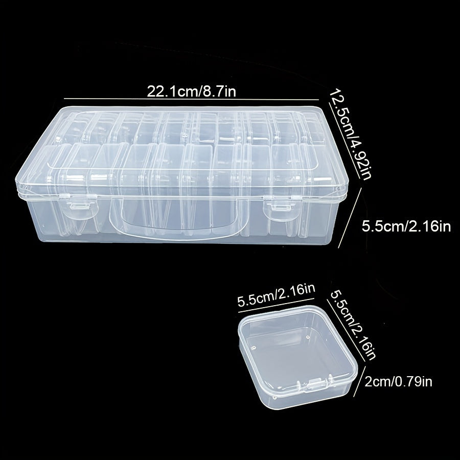 20/30pcs/set of rectangular plastic storage box, transparent multifunctional portable storage box, handicraft organizer, used for hair accessories jewelry, necklaces, rings, DIY handmade rice beads classification storage containers, art nail polish
