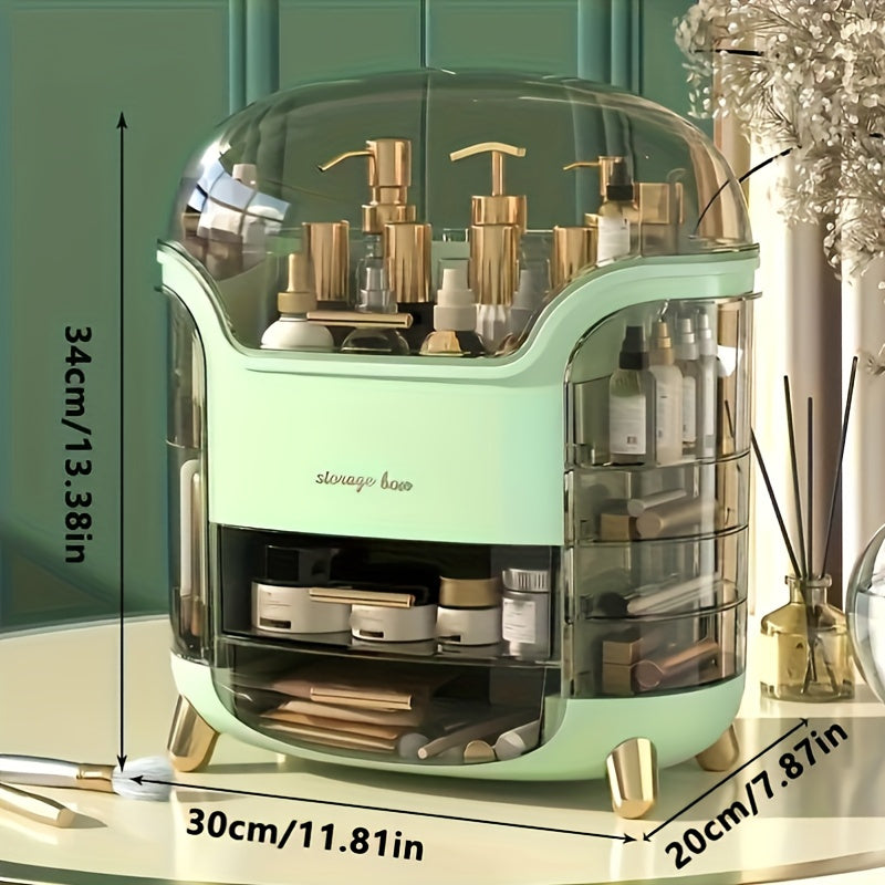 Acrylic Cosmetic Organizer, Multi-Functional Dust-Proof Skincare Jewelry Storage Box, Large Capacity Clear Makeup Display Case, Space-Saving Home Organizer for Bathroom, Office, and Dorm Essentials
