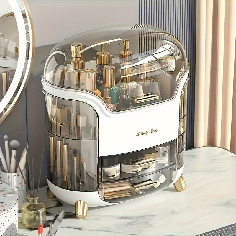 Acrylic Cosmetic Organizer, Multi-Functional Dust-Proof Skincare Jewelry Storage Box, Large Capacity Clear Makeup Display Case, Space-Saving Home Organizer for Bathroom, Office, and Dorm Essentials