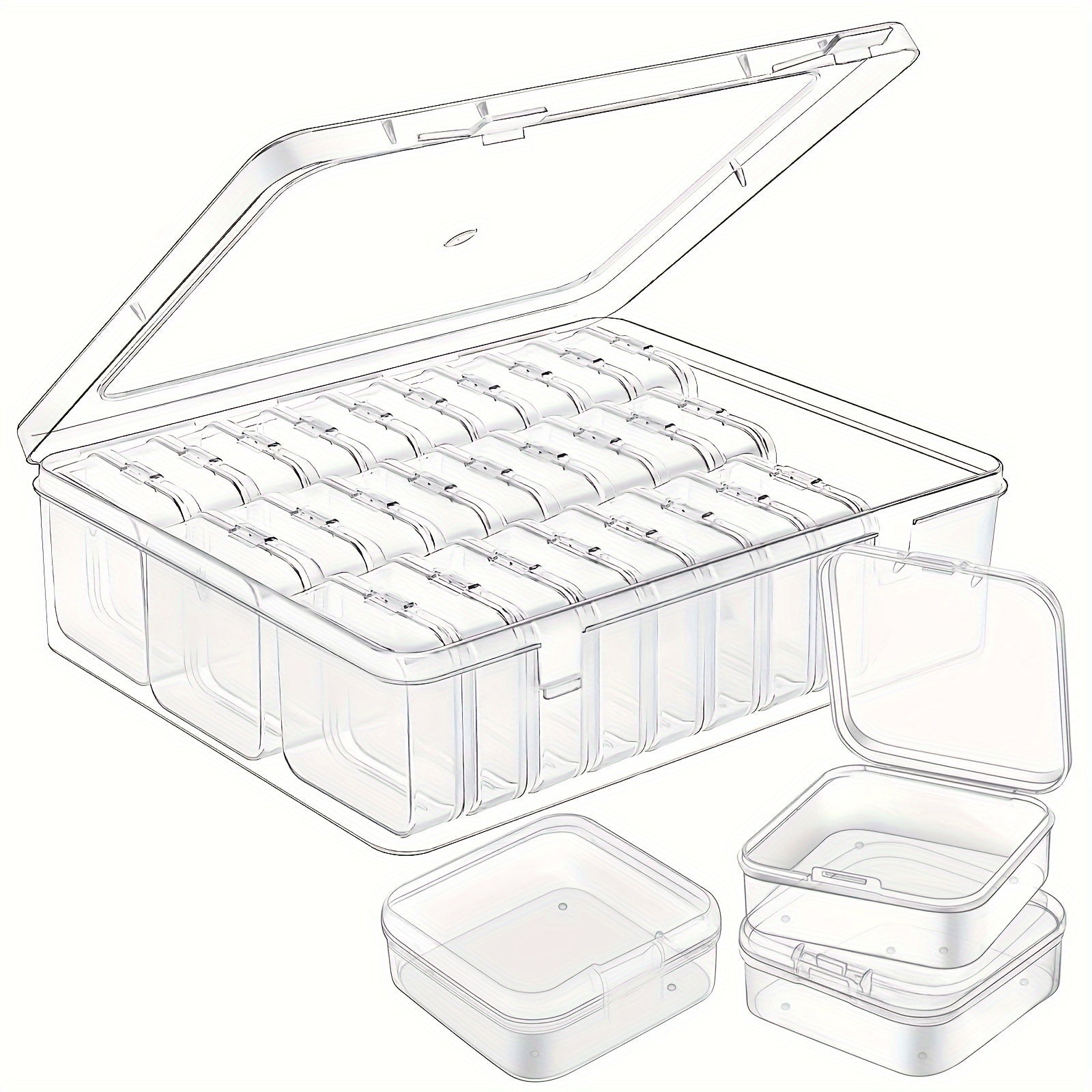 30pcs Plastic Storage Box Organizer Set - Transparent, Stackable Bins with Lock-Tight Latches for Crafts, Beads, Jewelry, Hardware, And Small Accessories,Diy Crafts,Beading Storage,Beading&Jewelry Making