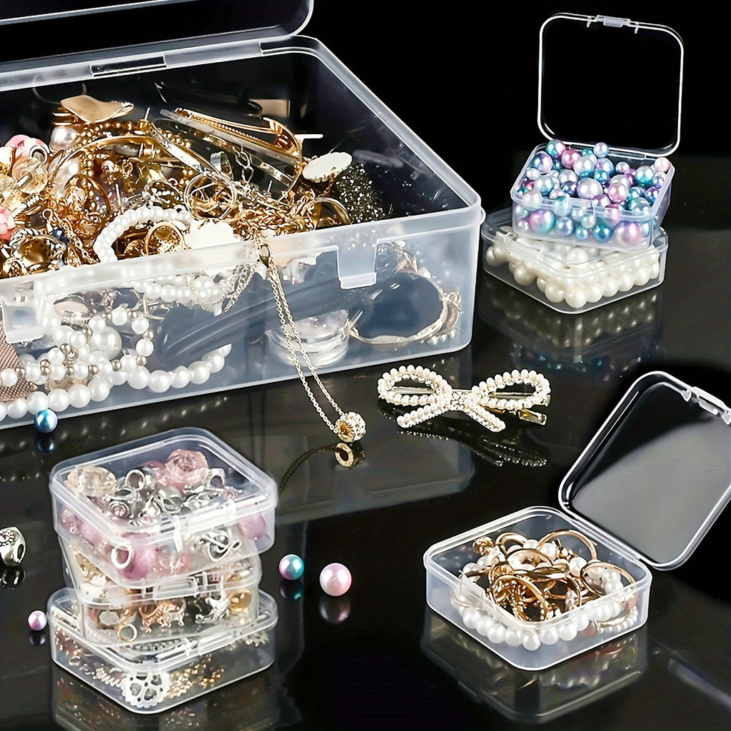 20/30pcs/set of rectangular plastic storage box, transparent multifunctional portable storage box, handicraft organizer, used for hair accessories jewelry, necklaces, rings, DIY handmade rice beads classification storage containers, art nail polish
