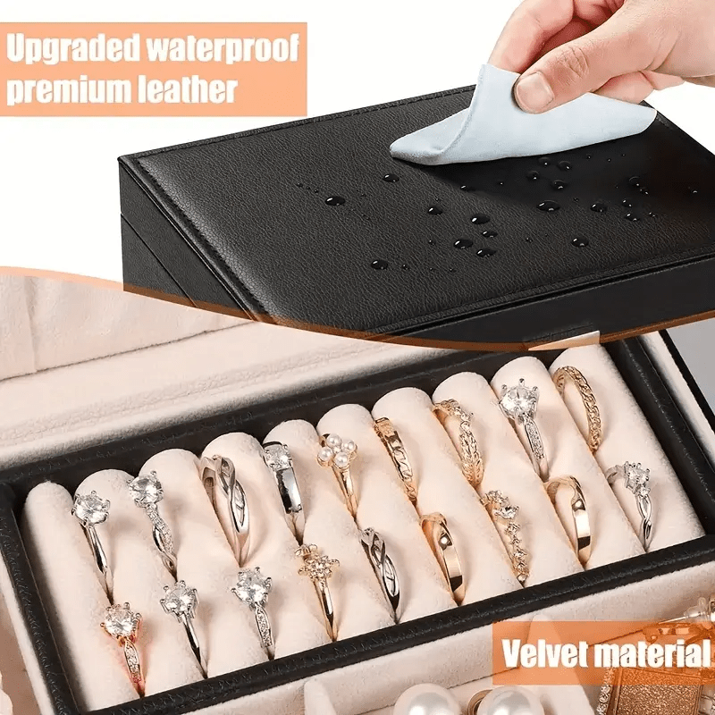 High-End Vintage Faux Leather Multi-Layer Jewelry Box with Drawers and Soft Lining, Large Capacity for Necklaces, Earrings, Rings, and Watches, Suitable for Bedroom or Dressing Room, Desktop Storage Function, Perfect Home Decor and Holiday Gift, Various