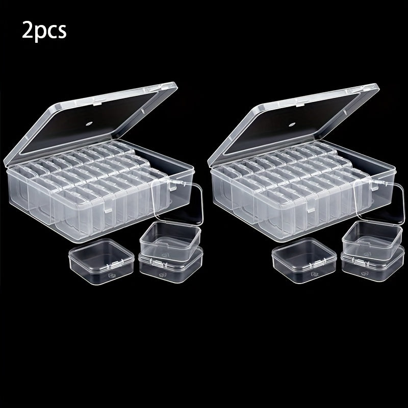 60 Small Boxes + 2 Large Boxes, Set of 2 Transparent Plastic Storage Containers - Perfect for Beads, Jewelry & Crafts - Durable Organizer Solution, Ideal Gift for Yourself or Jewelry Box