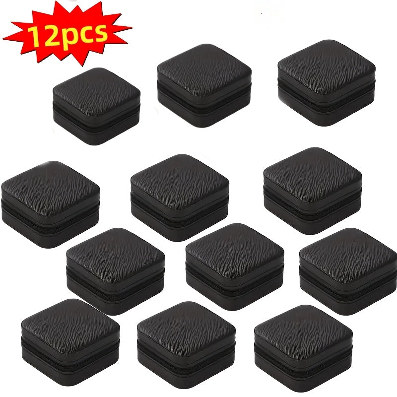 12pcs Black and White Combination Jewelry Box, Faux Leather Accessory Organizer, Portable Earring Storage Case, Perfect for Travel and Daily Use, Ideal as a Bridesmaid Proposal Gift Set, Suitable for Valentine's Day and New Year Gifts